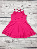 Sassy Kids-Girls Hot Pink Athletic Dress with Ruffle