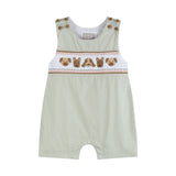Lil Cactus -Green Dog Smocked Shortalls