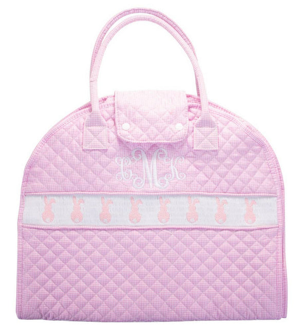 MSC-Smocked Pink Bunny Garment Bag