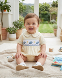 Lil Cactus-Buttercream Yellow Whale Smocked Collared Romper