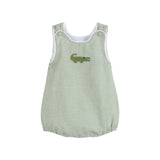 Lil Cactus-Green Gingham Alligator Bubble Romper