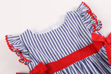 Lil Cactus-Navy Blue and Red Ruffle Dress