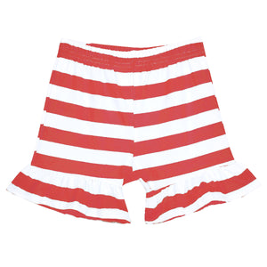 BB-Girl-Ruffle Stripe Shorts-Red