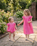Lil Cactus-Pink & White Smocked Bubble Romper