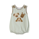 Lil Cactus-Green Dog Applique Bubble Romper