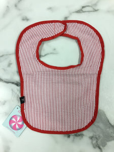 Mint-Red Seersucker Stripe Bib