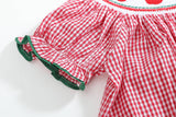 Lil Cactus-Red Gingham Apple Smocked Bishop Dress