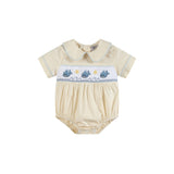 Lil Cactus-Buttercream Yellow Whale Smocked Collared Romper