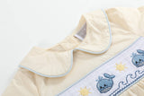 Lil Cactus-Buttercream Yellow Whale Smocked Collared Romper