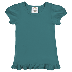 BB-Ruffle Short Sleeve Shirt-Jade