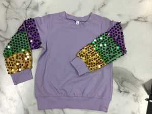 M.L.Kids girls sequined Mardi Gras sweatshirt