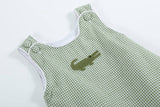 Lil Cactus-Green Gingham Alligator Bubble Romper