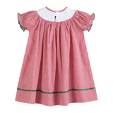 Lil Cactus-Red Gingham Apple Smocked Bishop Dress