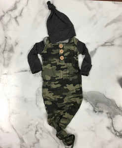 Rockin Royalty-Boys Camo Knot Gown & Hat Set