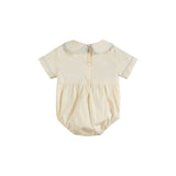Lil Cactus-Buttercream Yellow Whale Smocked Collared Romper
