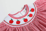 Lil Cactus-Red Gingham Apple Smocked Bishop Dress