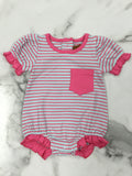 Millie Jay- Girls Aqua & Pink Paisley Short Sleeve Bubble