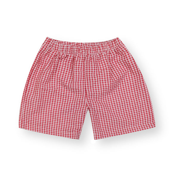 BB-Boy-Gingham Shorts-Red Seersucker