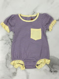 Millie Jay-Girls Purple & Yellow Paisley Short Sleeve Bubble