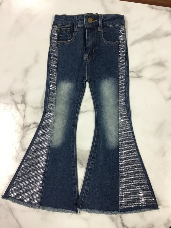 Girls Sparkle Denim Bell Bottoms