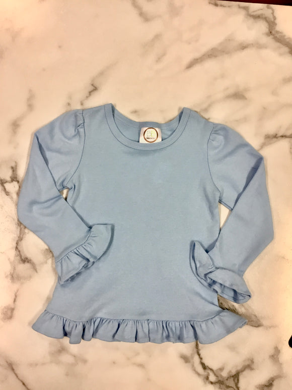 BB-Girl’s Baby Blue Long Sleeve Ruffle Shirt