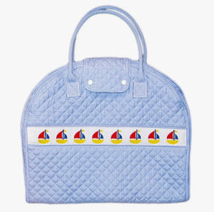 MSC-Smocked Blue Sailboat Garment Bag