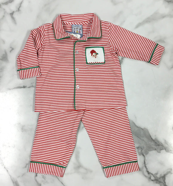 Three Sisters-Boys Long Sleeve Santa Smocked Pajama Set