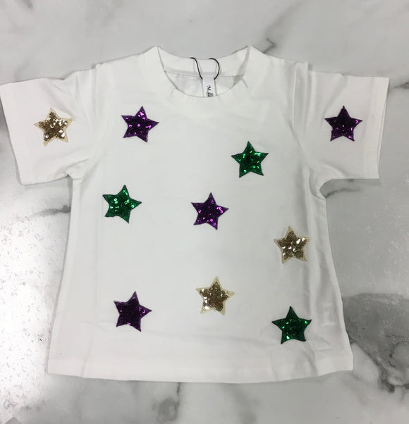 M.L. Kids-Girls Mardi Gras 3D Sequin Star Shirt