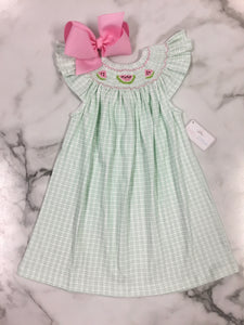 Baby Loren-Watermelon Hand Smocked Pima Cotton Bishop Dress