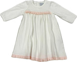Squiggles-Baby Girl Gown with Pink Pleats