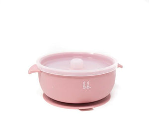 Baby Bar & Co. by Three Hearts Silicone Suction Bowl with Lid-Dusty Rose