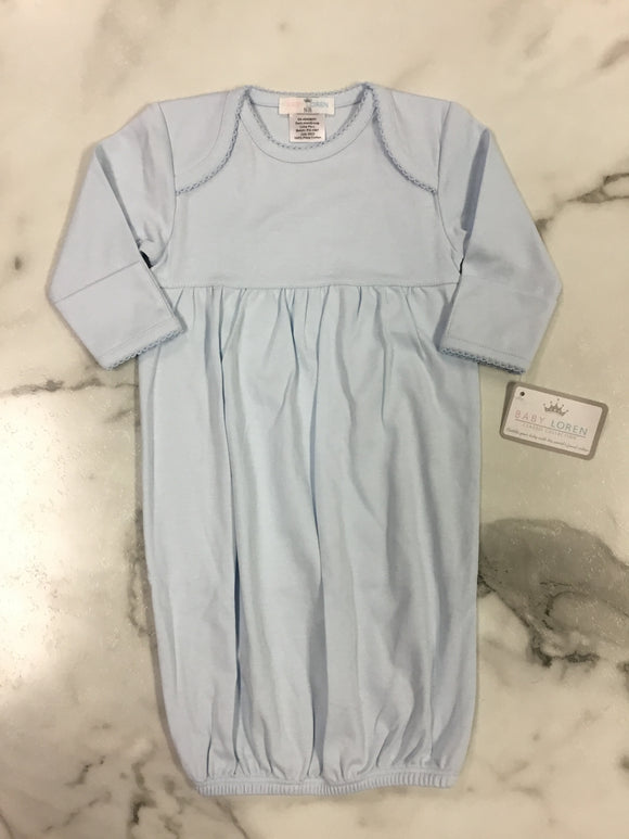 Baby Loren-Boys Blue Gown with Blue Picot Trim