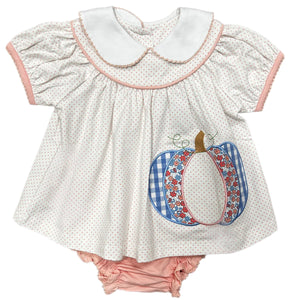 True-Pink Pumpkin Applique Bloomer Set