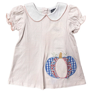 True-Pink Pumpkin Applique Dress