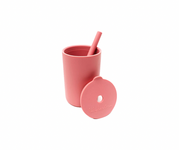 Baby Bar & Co. by Three Hearts Silicone Cup with Straw-Dusty Rose