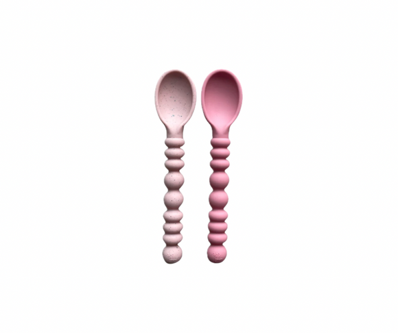 Baby Bar & Co. by Three Hearts Silicone Spoon Set-Dusty Pink Speckle/Dusty Rose