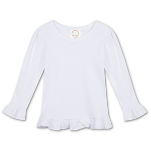 BB-Girl-Ruffle Long Sleeve Shirt-White