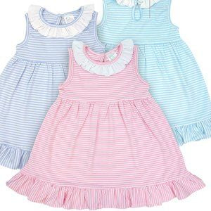 Paty-Cotton Dress with White Ruffle-Baby Blue