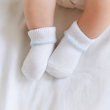 Magnolia Baby-Solid Essentials White Blue Socks