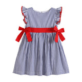 Lil Cactus-Navy Blue and Red Ruffle Dress