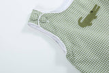 Lil Cactus-Green Gingham Alligator Bubble Romper