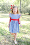 Lil Cactus-Navy Blue and Red Ruffle Dress