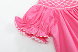 Lil Cactus-Pink & White Smocked Bubble Romper