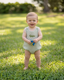 Lil Cactus-Green Gingham Alligator Bubble Romper