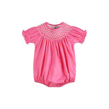 Lil Cactus-Pink & White Smocked Bubble Romper