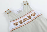 Lil Cactus -Green Dog Smocked Shortalls