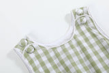 Lil Cactus-Classic Sage Green Gingham Bubble Romper