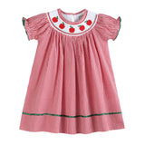 Lil Cactus-Red Gingham Apple Smocked Bishop Dress