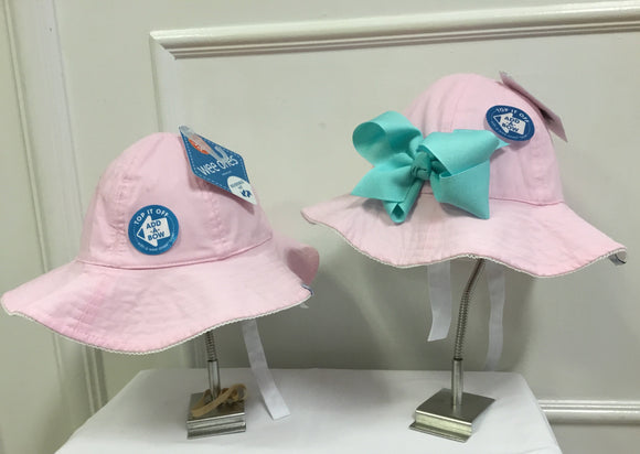 Wee Ones-Reversible Brim Sun Hat with add a Bow slit-Pink