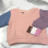 Banana Split-Girl Colorblock Sweatshirt-Blush-Name/Mono $5